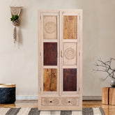 Manella Handcarved 2 Door Wardrobe with Wheel Castor - Fabuliv